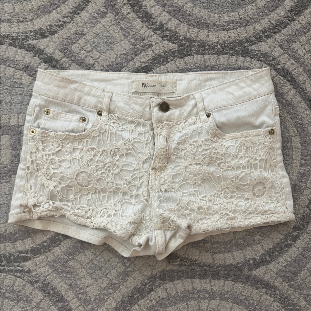 Cream Lace Jean Shorts juniors size 7